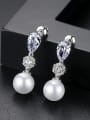 thumb Copper inlaid AAA zircon fashion pearl Earrings 0