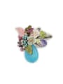 thumb Fashion Flowery Gemstones Silver Plated Brooch 0