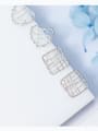 thumb Sterling Silver square hollow lines love shaped square lace studs 2