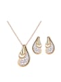 thumb Alloy Imitation-gold Plated Fashion Rhinestones Grid Two Pieces Jewelry Set 0