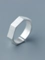 thumb Couples Geometric Shaped Brushed S925 Silver Ring 0
