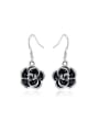 thumb Black Rosary Shaped Enamel Drop Earrings 0