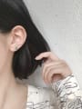 thumb Tiny Black Leaves Silver Stud Earrings 1