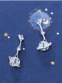 thumb 925 Sterling Silver With Platinum Plated Personality Planet Drop Earrings 2