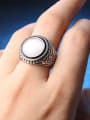 thumb Retro style White Opal Stone Alloy Ring 1