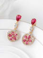 thumb Copper inlaid AAA zircon Champagne-Gold Flower earring 2
