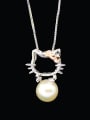 thumb Freshwater Pearl Hollow Kitty Necklace 0
