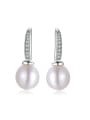 thumb Luxury Women Classical Micro Pave Freshwater Pearls Hook Earrings 0