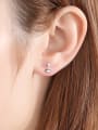 thumb 925 Sterling Silver With Cubic Zirconia  Simplistic Heart Stud Earrings 1