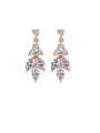 thumb Copper With Cubic Zirconia Personality Leaf Stud Earrings 0
