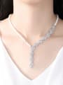 thumb Copper inlay AAA zircon synthetic pearl bridal necklace 1