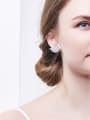 thumb Fashion Shiny Zirconias Swan Copper Stud Earrings 1