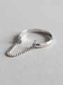 thumb Sterling silver minimalist smooth chain free size ring 0