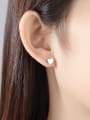 thumb 925 Sterling Silver With Platinum Plated Simplistic Heart Stud Earrings 1