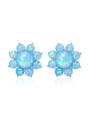 thumb Fashion Little Opal stones Flowery 925 Silver Stud Earrings 2
