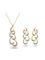 thumb Delicate Gold Plated Moon Shaped Zircon Two Pieces Jewelry Set 0