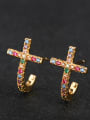 thumb Copper With Cubic Zirconia Trendy Cross Cluster Earrings 0