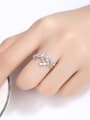 thumb 925 Sterling Silver With Cubic Zirconia Delicate Leaf Free Size  Rings 1