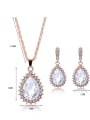 thumb Alloy Rose Gold Plated Fashion Artificial Stones Water Drop shaped Two Pieces Jewelry Set 3