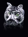 thumb Personalized Lion-head Green Rhinestones Alloy Ring 2