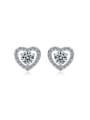 thumb Copper inlaid Hearts and Arrows zircon Love Heart earring 0