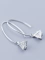 thumb 925 Sterling Silver With Cubic Zirconia Simplistic Triangle Hook Earrings 1