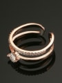 thumb Double Lines Fashion Classical Opening Ring 2