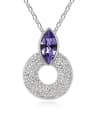 thumb Simple Hollow Round Pendant austrian Crystal Alloy Necklace 4