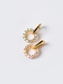 thumb Elegant Gold Plated Round Shaped Rhinestone Clip Earrings 0