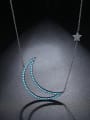 thumb Copper inlaid AAA Blue Zircon simple Moon Necklace 0