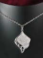 thumb Elegant Platinum Plated Leaf Shaped Zircon Necklace 1