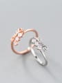 thumb Exquisite Monogrammed Shaped S925 Silver Rhinestone Ring 3