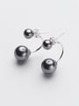 thumb Personality Geometric Black Artificial Pearl S925 Silver Earrings 0