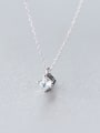 thumb S925 Silver Single Diamond Sweet Short Necklace 0