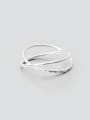 thumb Two-band X-shaped Simple Silver Smooth Opening Ring 0
