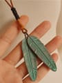 thumb Leaf Shaped Cownhide Leather Necklace 2