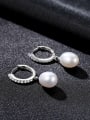 thumb Pure silver zircon natural pearl earrings 2