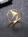 thumb Stainless Steel With Gold Plated Personality Triangle Band Rings 0