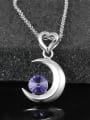 thumb Fashion Heart Moon Cubic Crystal 925 Sterling Silver Pendant 1