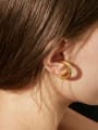 thumb Titanium With Gold Plated Simplistic Round Clip On Earrings 3