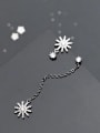 thumb Fresh Snowflake Shaped Asymmetric Zircon Drop Earrings 1