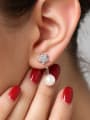 thumb Fashion Zirconias Flower Imitation Pearl Stud Earrings 1