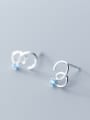 thumb 925 Sterling Silver With Silver Plated Simplistic Geometric Five Claws Stud Earrings 0