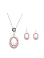 thumb Alloy Rose Gold Plated Fashion Rhinestones Hollow Oval Two Pieces Jewelry Set 0