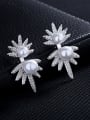 thumb Fashion Imitation Pearl Shiny Zirconias Flower Stud Earrings 2
