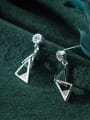 thumb 925 Sterling Silver With Platinum Plated Simplistic Triangle Drop Earrings 3