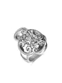 thumb Pun Style Hollow Flower Shaped Titanium Ring 0