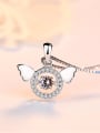 thumb Fashion Rotatable Cubic Zircon Little Wings 925 Silver Single Pendant 1