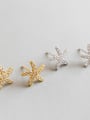 thumb Sterling silver minimalist micro-inlay zricon starfish earrings 2