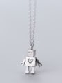 thumb 925 Sterling Silver With Silver Plated Personality robot Necklaces 0